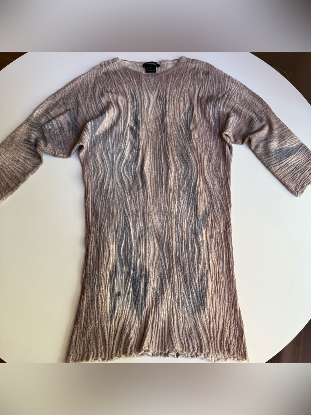 Avant Toi Cashmere Silk Made in Italy Ribbed Knit Top Sweater Taupe Gray Size S
